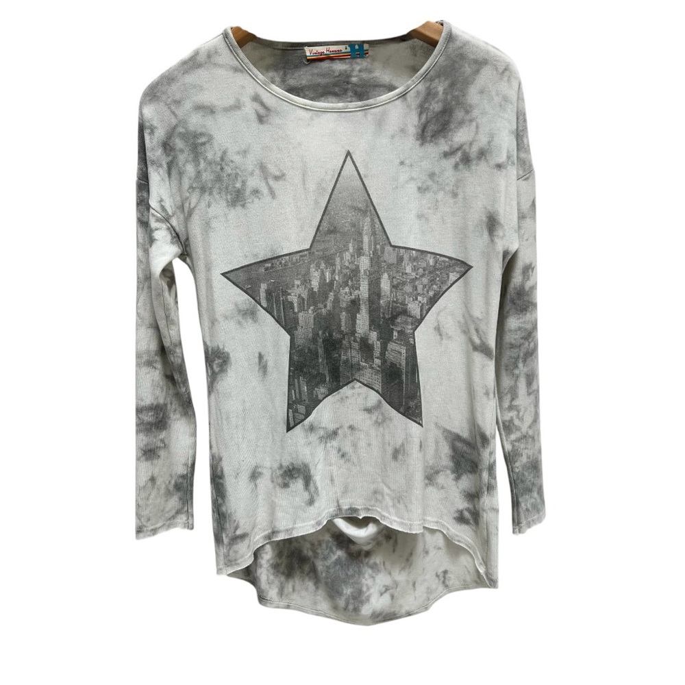 VINTAGE HAVANA Tie-Dye NYC Graphic‎ Long Sleeve Tee Grunge Distressed Retro 90's